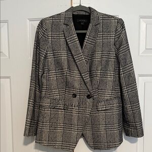 Ann Taylor Classic Black and White Checkered Blazer